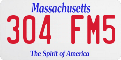 MA license plate 304FM5