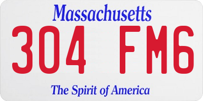 MA license plate 304FM6