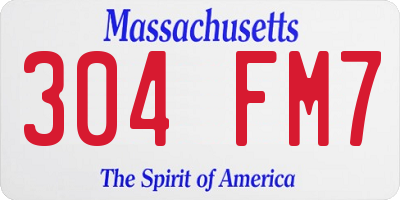 MA license plate 304FM7