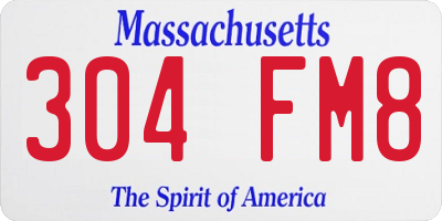 MA license plate 304FM8