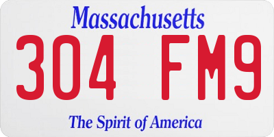 MA license plate 304FM9