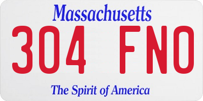 MA license plate 304FN0