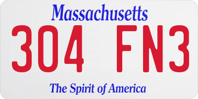MA license plate 304FN3