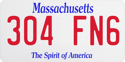 MA license plate 304FN6