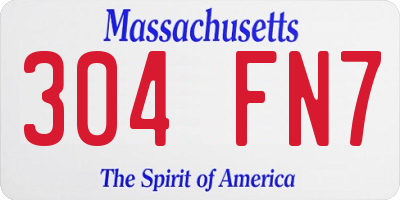 MA license plate 304FN7