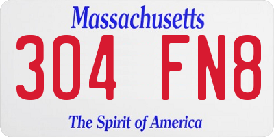 MA license plate 304FN8