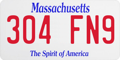MA license plate 304FN9