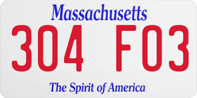 MA license plate 304FO3