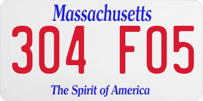 MA license plate 304FO5