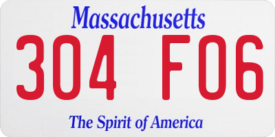 MA license plate 304FO6