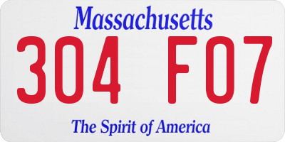MA license plate 304FO7