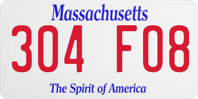 MA license plate 304FO8
