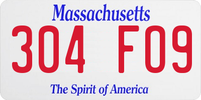 MA license plate 304FO9