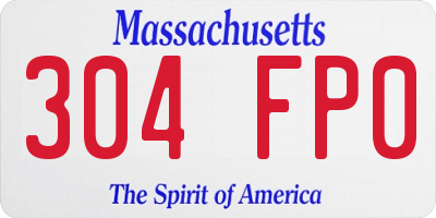 MA license plate 304FP0