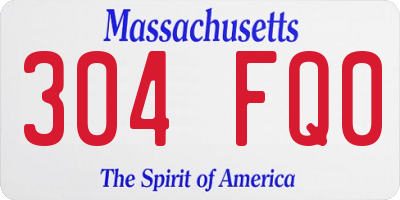 MA license plate 304FQ0