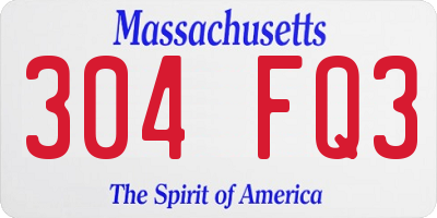 MA license plate 304FQ3