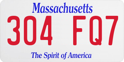 MA license plate 304FQ7