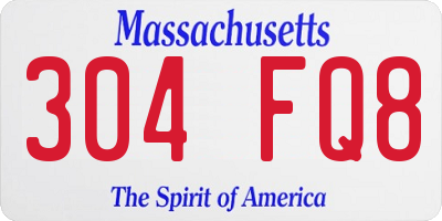 MA license plate 304FQ8