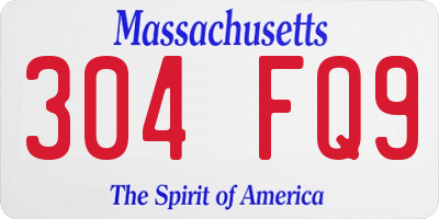 MA license plate 304FQ9
