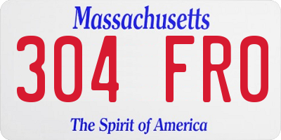 MA license plate 304FR0