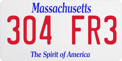 MA license plate 304FR3