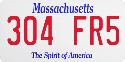 MA license plate 304FR5