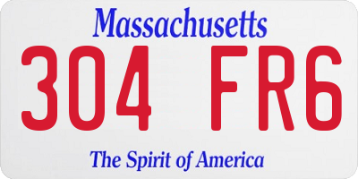 MA license plate 304FR6