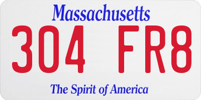 MA license plate 304FR8