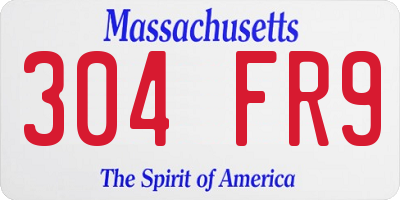 MA license plate 304FR9