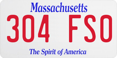 MA license plate 304FS0