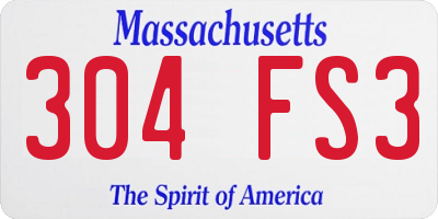 MA license plate 304FS3