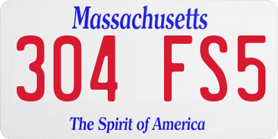 MA license plate 304FS5