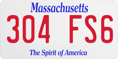MA license plate 304FS6