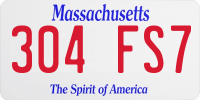 MA license plate 304FS7