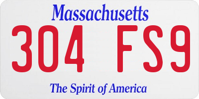 MA license plate 304FS9