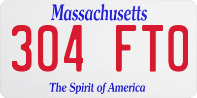 MA license plate 304FT0