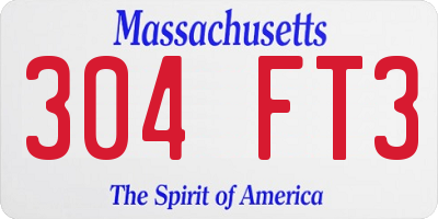 MA license plate 304FT3