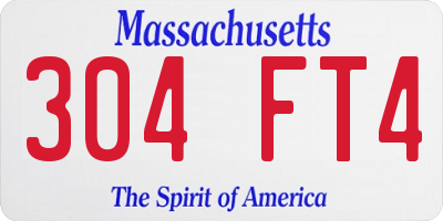 MA license plate 304FT4