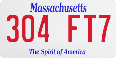 MA license plate 304FT7