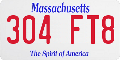 MA license plate 304FT8