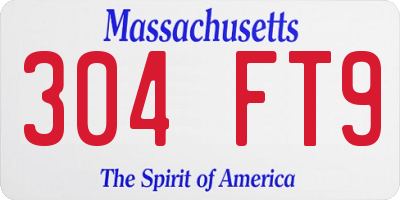MA license plate 304FT9