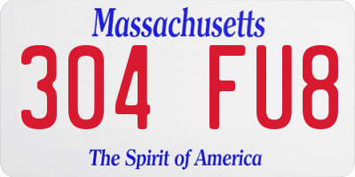 MA license plate 304FU8