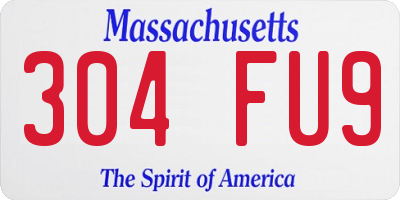 MA license plate 304FU9