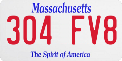 MA license plate 304FV8