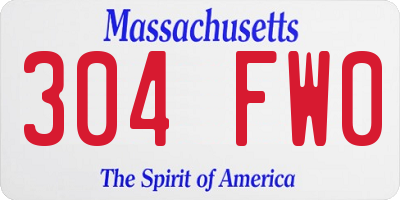 MA license plate 304FW0