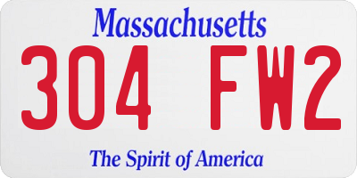 MA license plate 304FW2