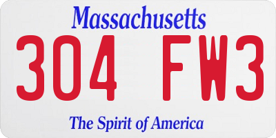 MA license plate 304FW3