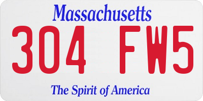 MA license plate 304FW5