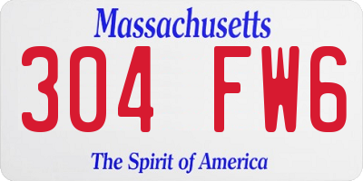 MA license plate 304FW6