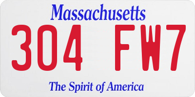 MA license plate 304FW7